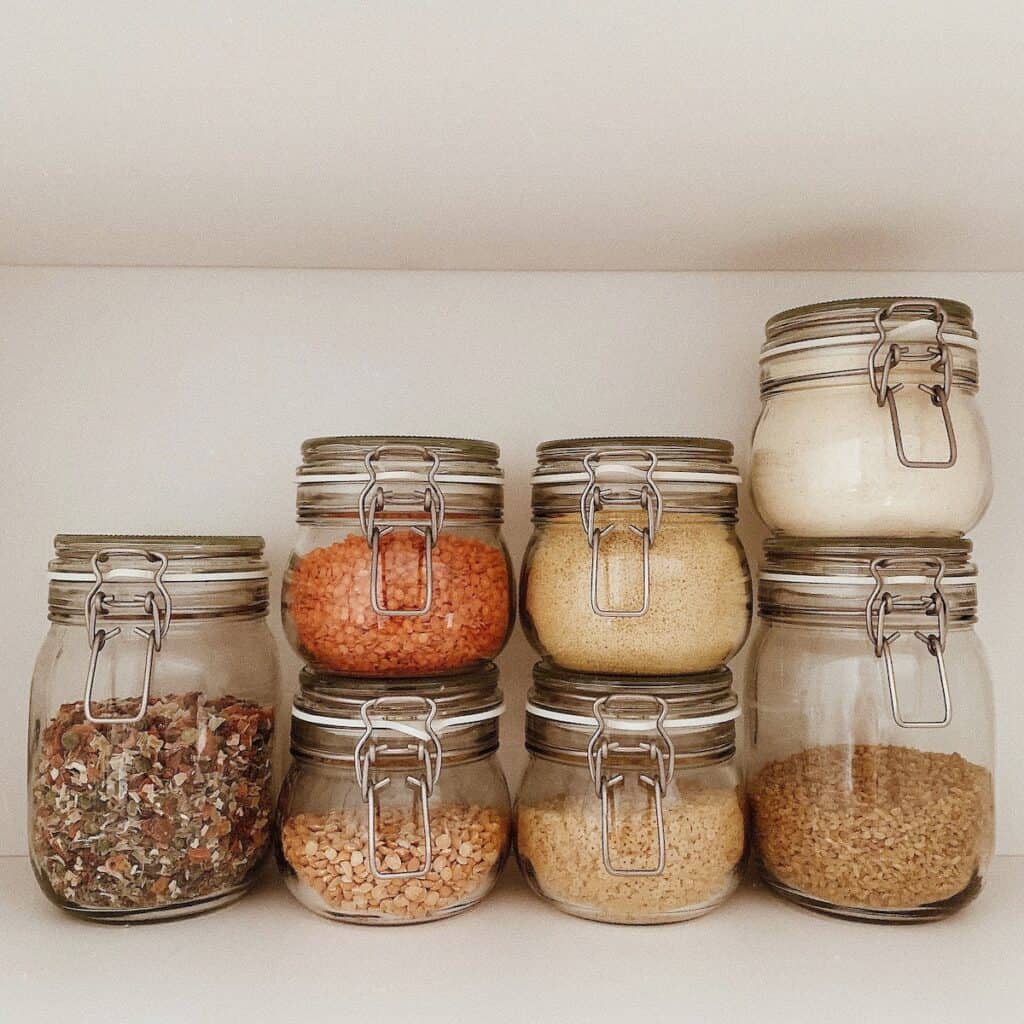 dried goods in jars
